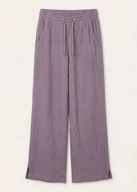 Pantaloni a palazzo in mussola di puro cotone