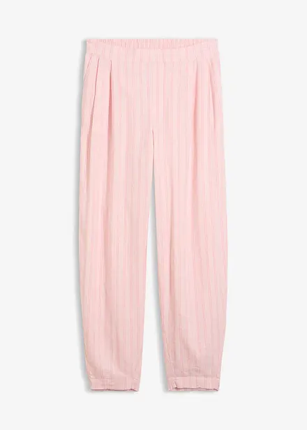 Pantaloni con elastico in vita in misto lino fresco