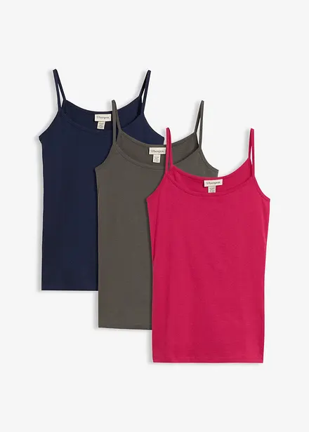 Top con spalline sottili in puro cotone (pacco da 3)