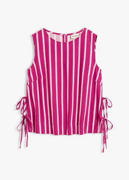 Top a righe in misto lino