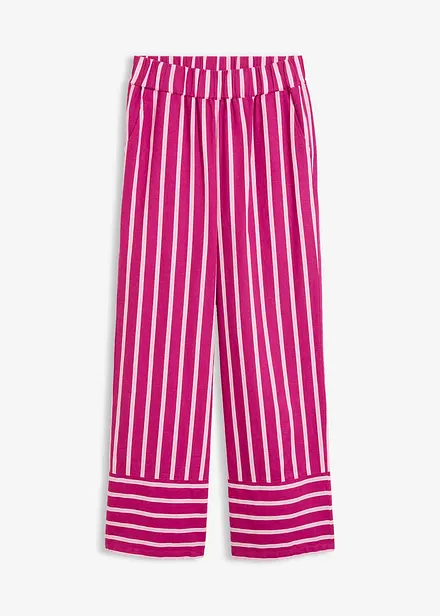 Pantaloni a righe in misto lino con elastico in vita