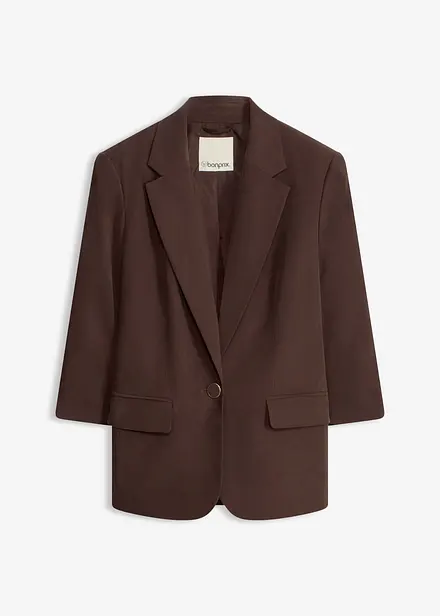 Blazer morbido in viscosa con maniche a 3/4