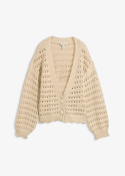 Cardigan traforato in puro cotone