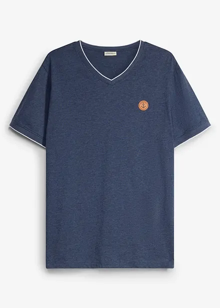 T-shirt a V con effetto doppio strato