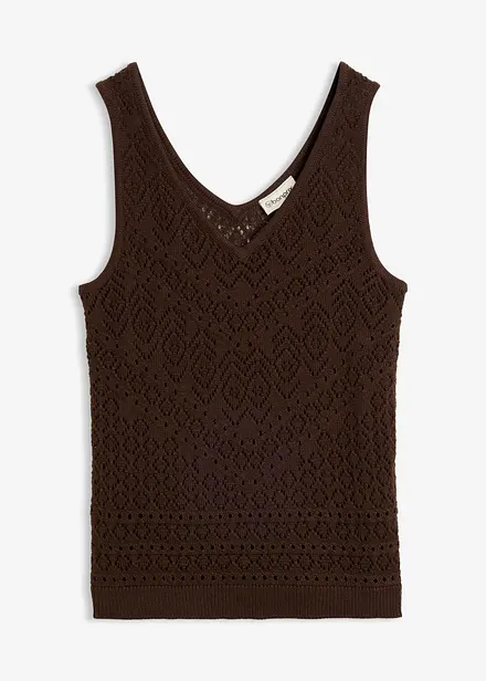 Top in maglia traforata con percentuale di cotone