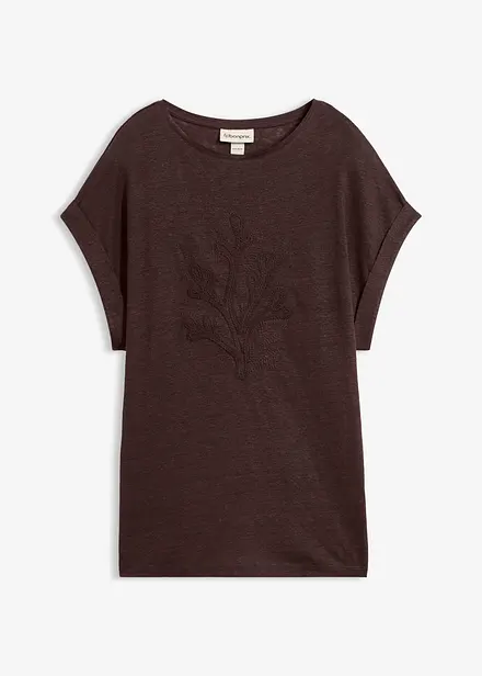 T-shirt in puro lino con ricamo