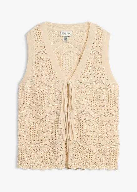 Cardigan in maglia traforata di misto cotone