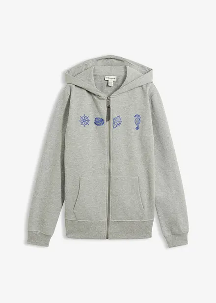 Felpa con zip e cappuccio in puro cotone