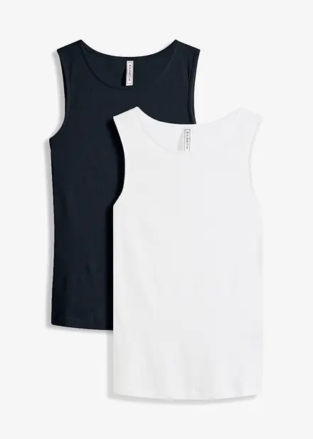 Top a costine in puro cotone biologico (pacco da 2)