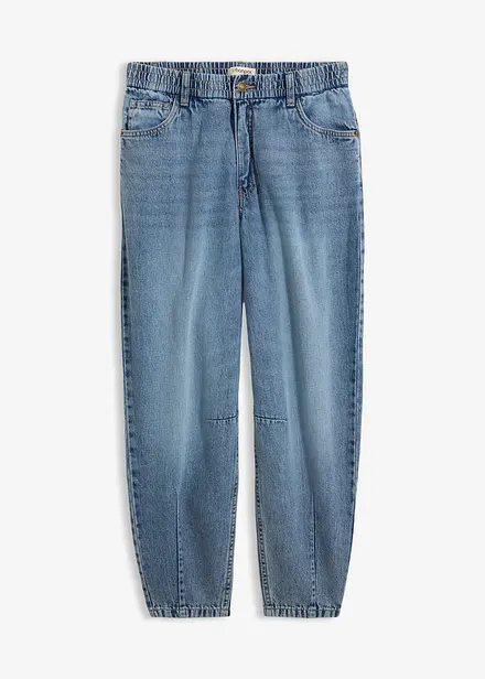 Jeans barrel cropped, vita alta