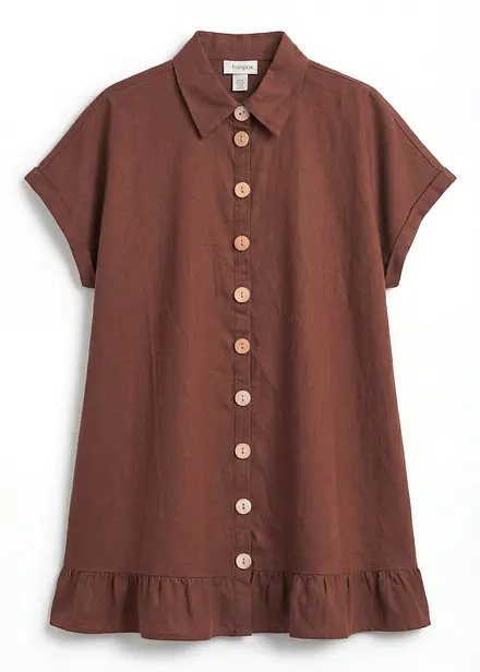 Camicetta lunga oversize in misto lino