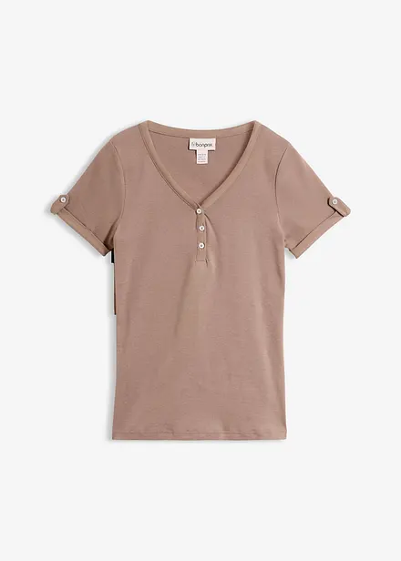 Maglia serafino in puro cotone a costine