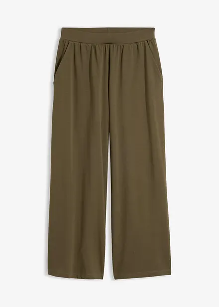 Pantaloni cropped elasticizzati in cotone biologico