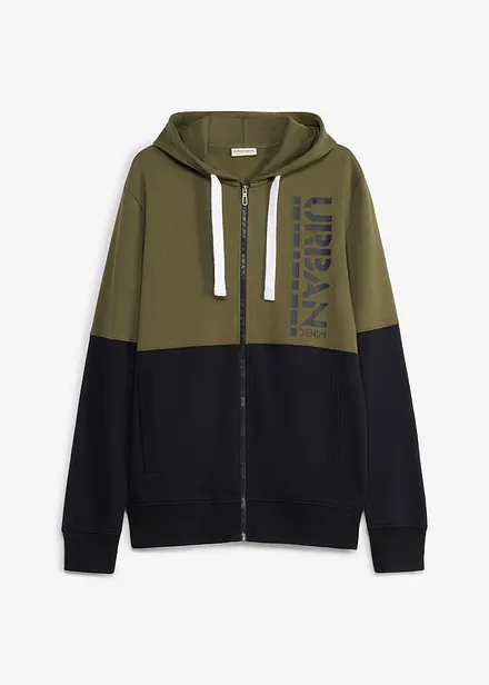 Felpa con zip e cappuccio in puro cotone biologico