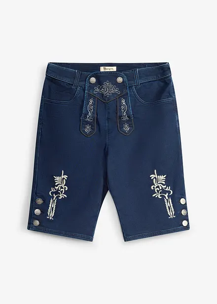 Bermuda bavaresi in denim felpato con vita comoda