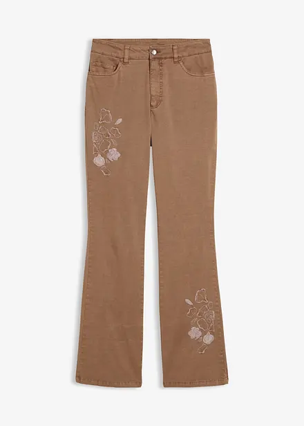 Jeans bootcut in misto cotone elasticizzato con ricami