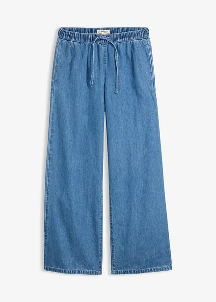 Jeans wide leg leggeri, vita media