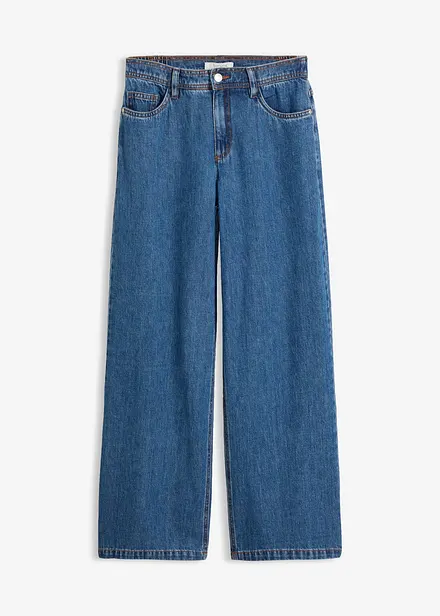 Jeans wide leg cropped, vita media