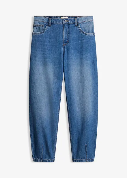Jeans barrel cropped, vita media
