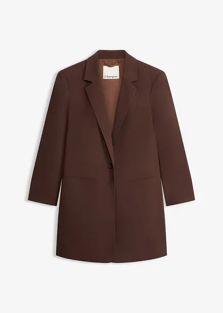 Blazer lungo con maniche a 3/4 arricciate