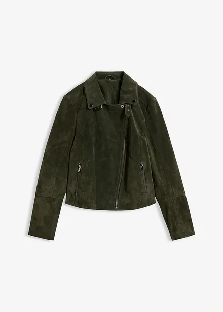 Giacca biker in pelle scamosciata