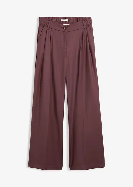 Pantaloni casual con pinces in morbido misto lana