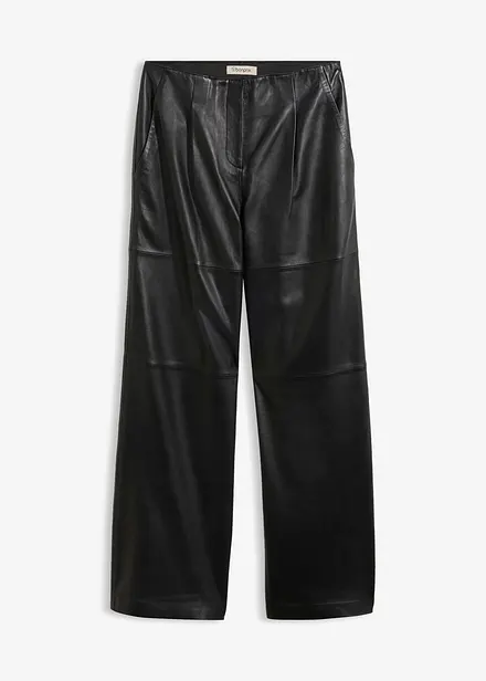 Pantaloni in pelle con pinces