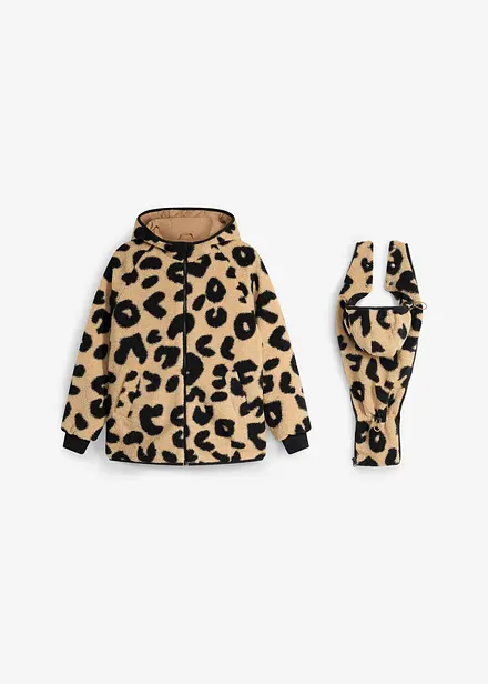 Giacca 3 in 1 con pile teddy per gravidanza e post-parto (set 2 pezzi)