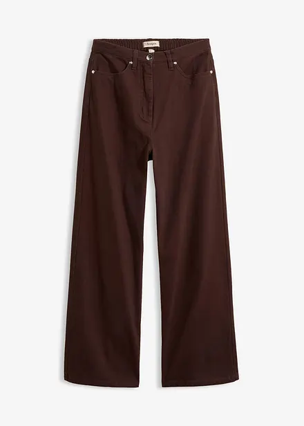 Pantaloni in twill a gamba larga e vita alta
