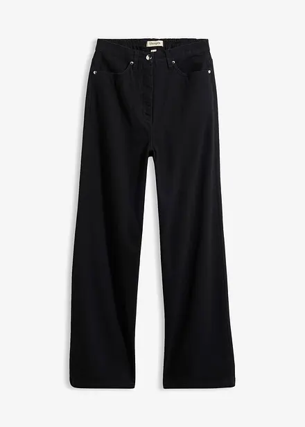 Pantaloni in twill a gamba larga e vita alta