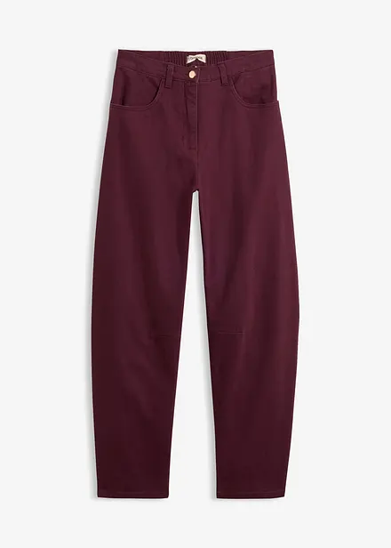 Pantaloni barrel a vita alta in twill