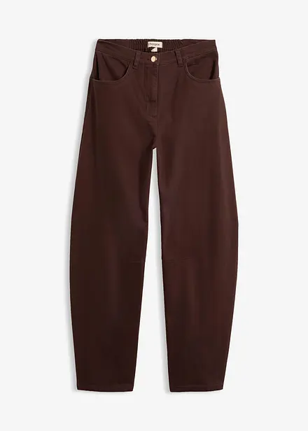 Pantaloni barrel a vita alta in twill