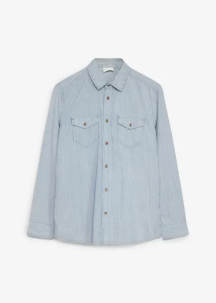 Camicia in jeans di puro cotone a righe