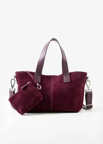 Borsa a mano in pelle scamosciata