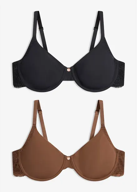 Reggiseno con ferretto e pizzo delicato (pacco da 2)