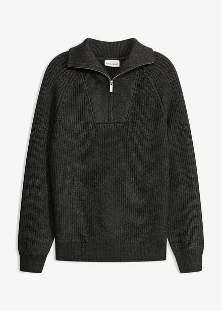 Maglione con collo alto e zip in misto viscosa morbido