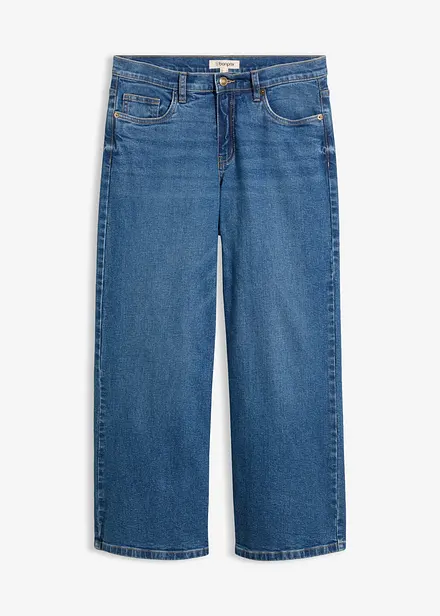 Jeans wide leg cropped, vita media