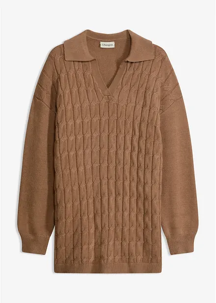Maglione oversize con motivo a trecce