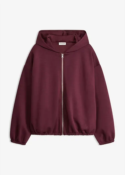 Felpa con zip, cappuccio e fondo a palloncino