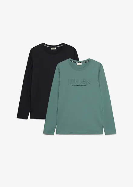 Maglia a maniche lunghe in puro cotone biologico (pacco da 2)