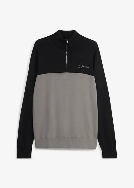 Maglione regular fit con collo alto e zip