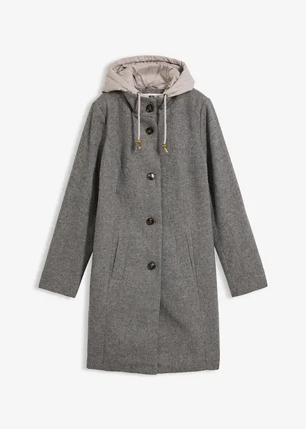 Cappotto corto in simil lana con effetto 2 in 1