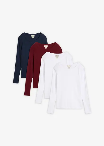 Maglia a costine in puro cotone biologico (pacco da 4)