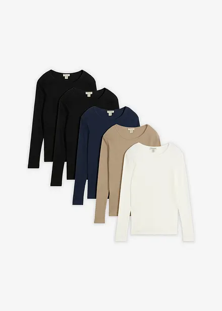 Maglia a costine in puro cotone biologico (pacco da 5)