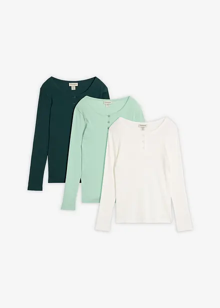 Maglia serafino a coste in puro cotone biologico (pacco da 3)