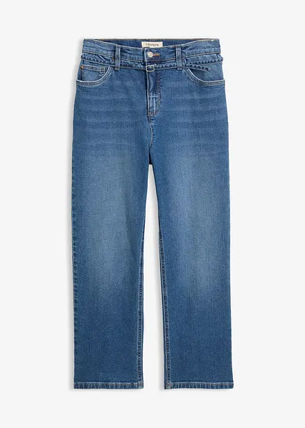 Jeans straight cropped, vita alta