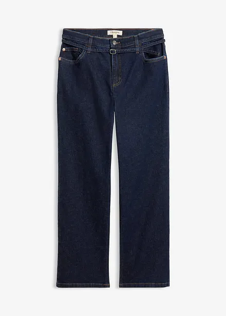 Jeans straight cropped, vita alta