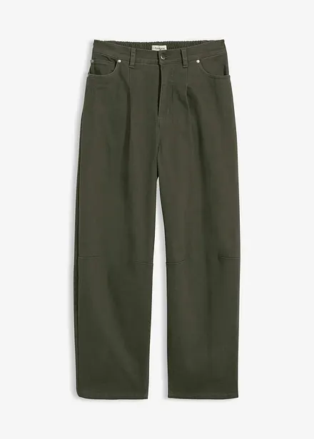 Pantaloni barrel in twill di cotone con vita comoda