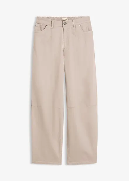 Pantaloni barrel in twill di cotone con vita comoda