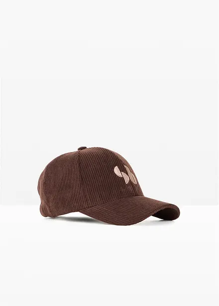Cappello con visiera in velluto a coste